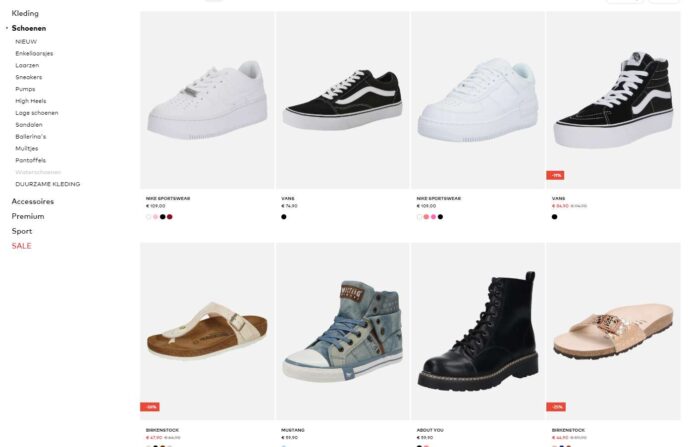 Grote keuze aan schoenen in de webshop van About You